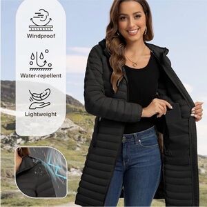 Royal Matrix Women's Black Lightweight Puffer Hooded Jacket M